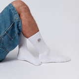Flat White | Calcetines de algodón orgánico bordados