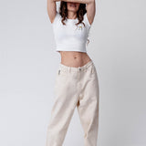 Sekt | Besticktes Bio Baumwoll Cropped T-Shirt