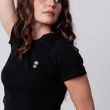 Latte Macchiato | Besticktes Bio Baumwoll Cropped T-Shirt