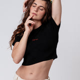 Caffé doppio | Besticktes Bio Baumwoll Cropped T-Shirt