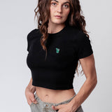 Mojito | Besticktes Bio Baumwoll Cropped T-Shirt