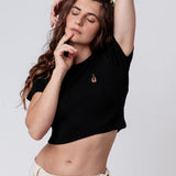 Astra | Besticktes Bio Baumwoll Cropped T-Shirt