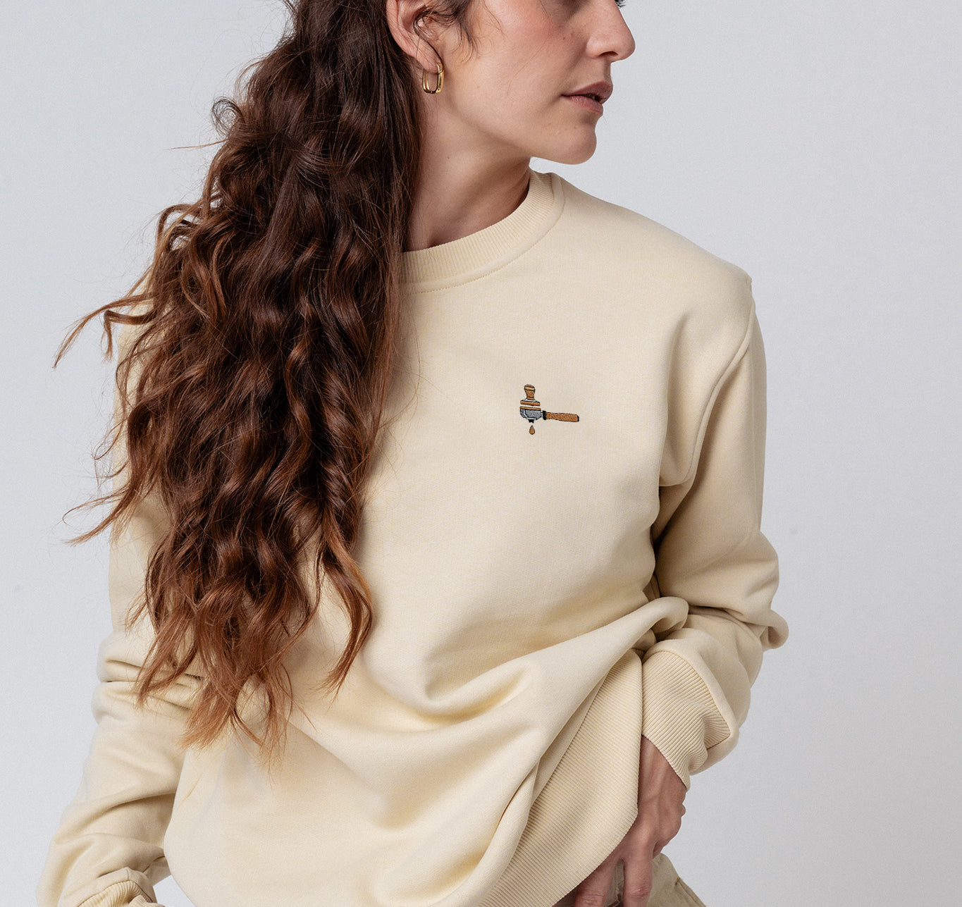 Siebträger & Tamper | Bestickter Bio-Baumwoll Unisex Pullover