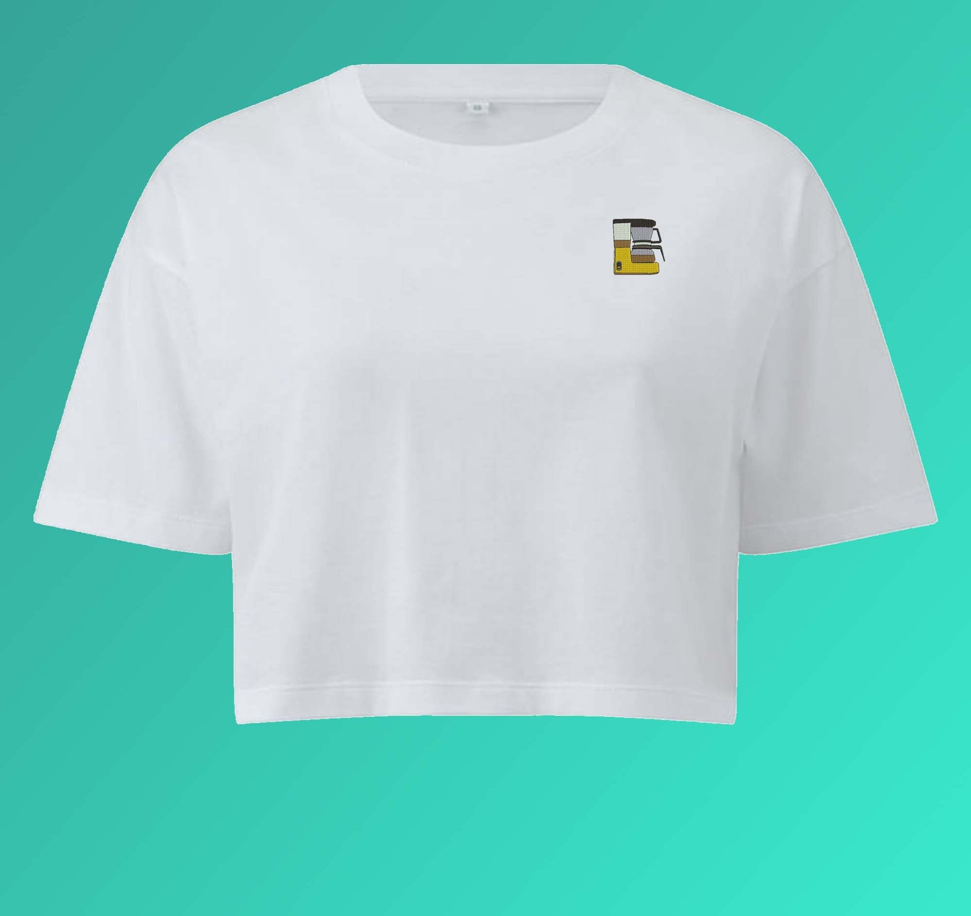 Filterkaffeemaschine | Besticktes Bio Baumwoll Cropped T-Shirt