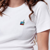 Pfirsich Eistee | Besticktes Bio Baumwoll Cropped T-Shirt