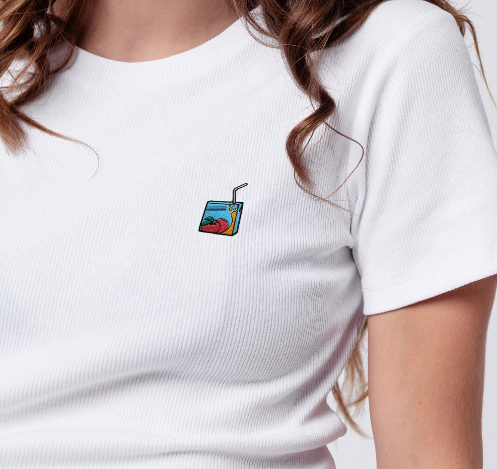 Pfirsich Eistee | Besticktes Bio Baumwoll Cropped T-Shirt