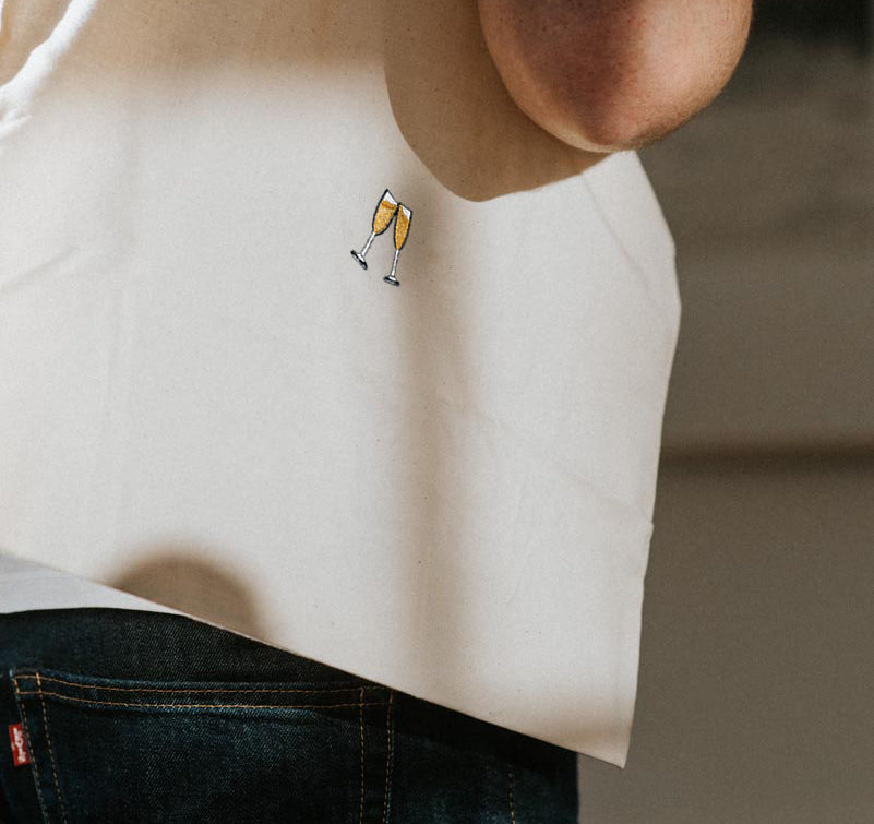 Vino espumoso | Bolsa de algodón orgánico bordada