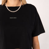 Skinny Bitch | Besticktes Bio Baumwoll Cropped T-Shirt