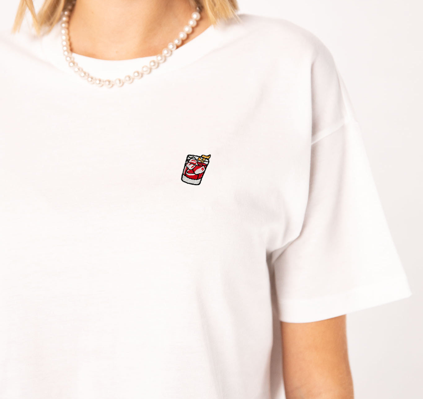 Negroni | Besticktes Bio Baumwoll Cropped T-Shirt