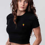 Pommes | Besticktes Bio Baumwoll Cropped T-Shirt