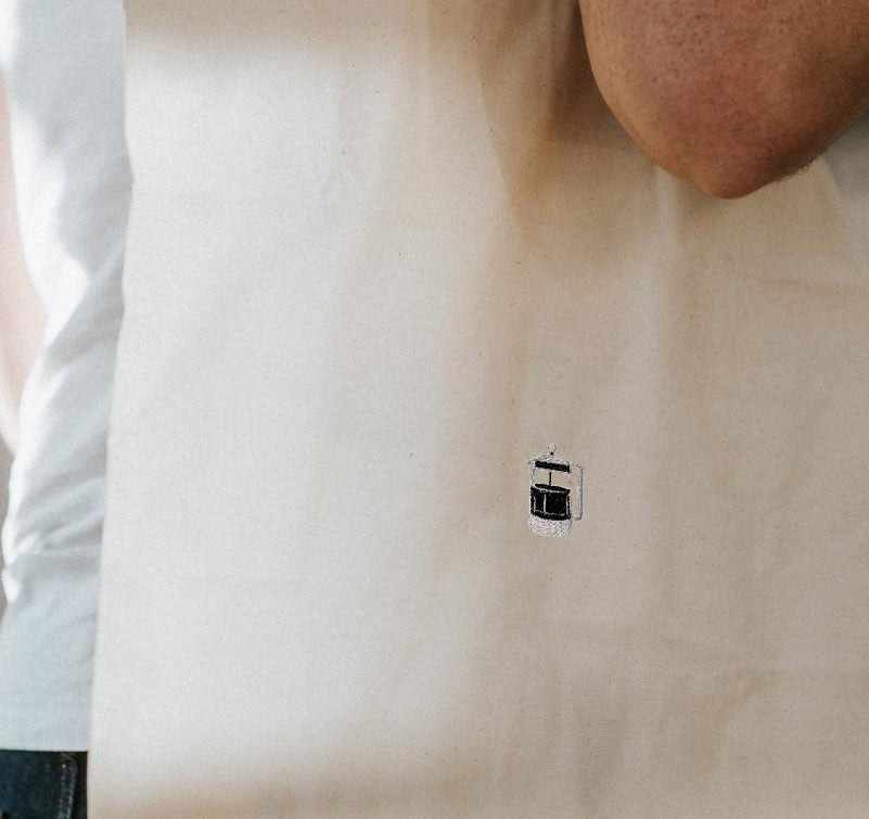 French Press | Bestickte Bio Baumwoll Tragetasche