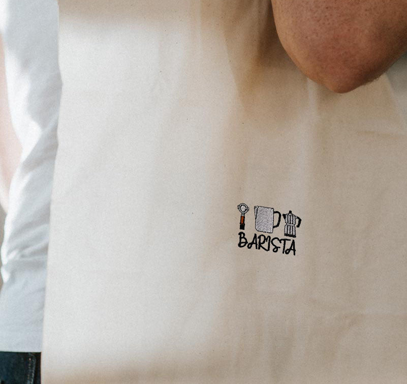 Barista Set | Bestickte Bio Baumwoll Tragetasche