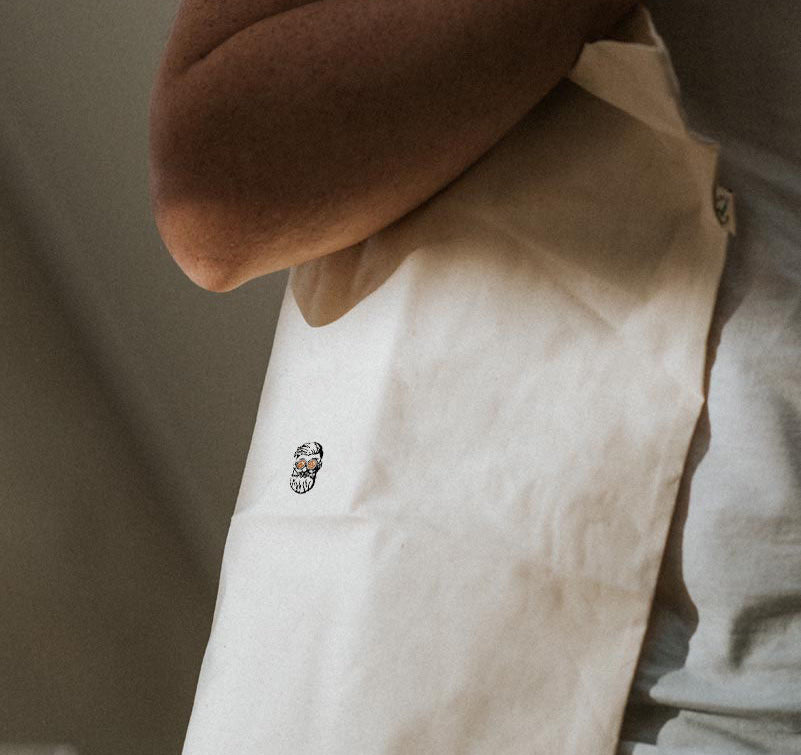 Kaffee Hipster | Bestickte Bio Baumwoll Tragetasche