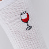 Copa de vino tinto | Calcetines de algodón orgánico bordados