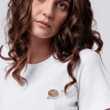 Flat White | Besticktes Bio Baumwoll Cropped T-Shirt
