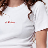 Caffé doppio | Besticktes Bio Baumwoll Cropped T-Shirt