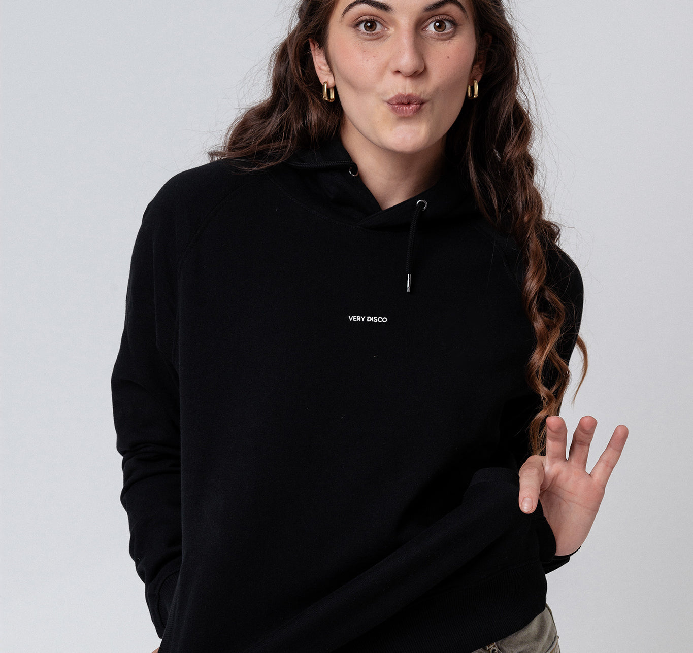 Very Disco | Sudadera con capucha bordada de algodón orgánico para mujer