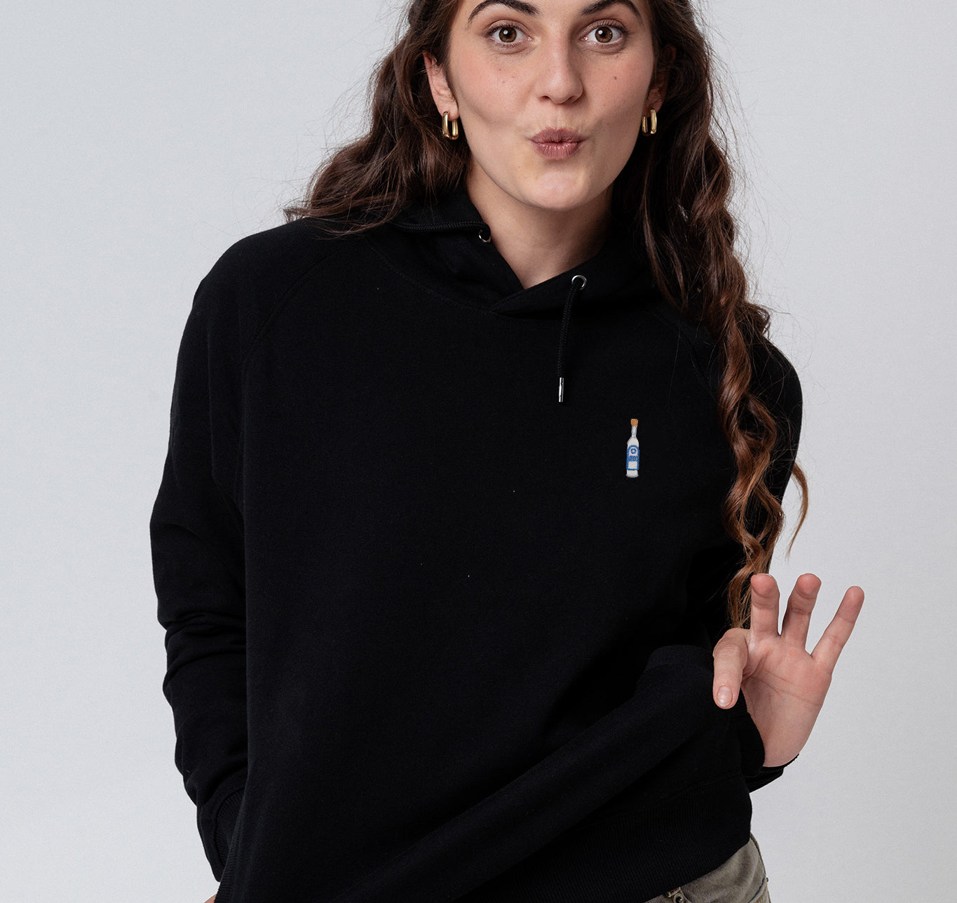 Ouzo | Sudadera bordada con capucha de algodón orgánico para mujer