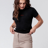 Caffé doppio | Besticktes Bio Baumwoll Frauen T-Shirt