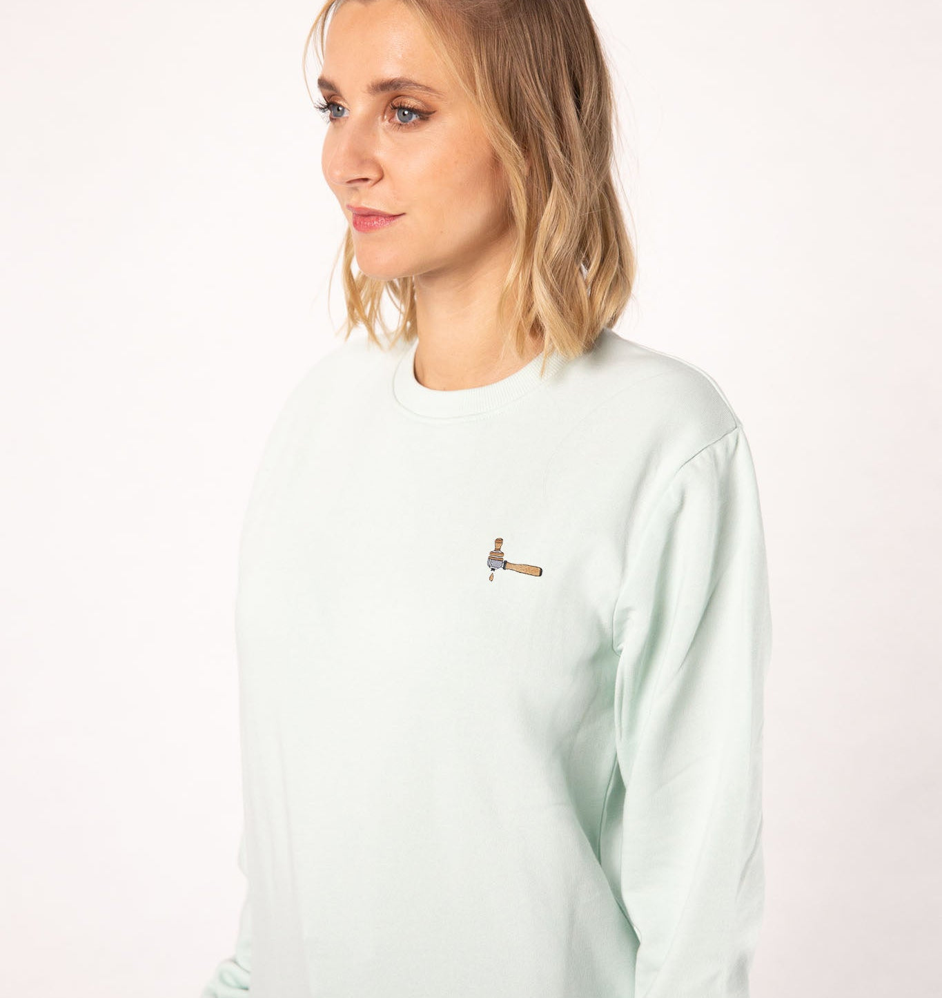 Siebträger & Tamper | Bestickter Bio-Baumwoll Frauen Pullover