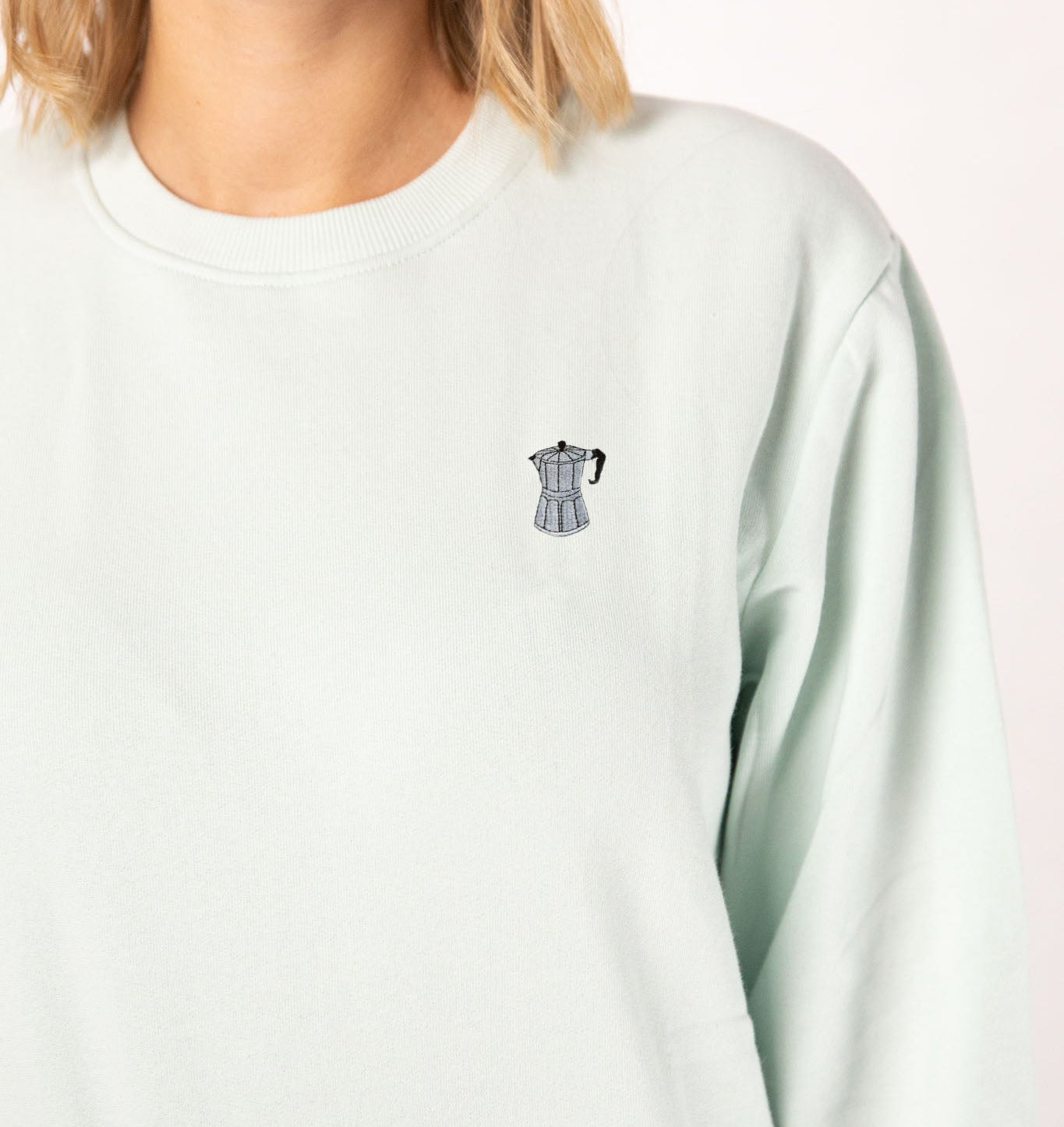 Espressokocher | Bestickter Bio-Baumwoll Frauen Pullover