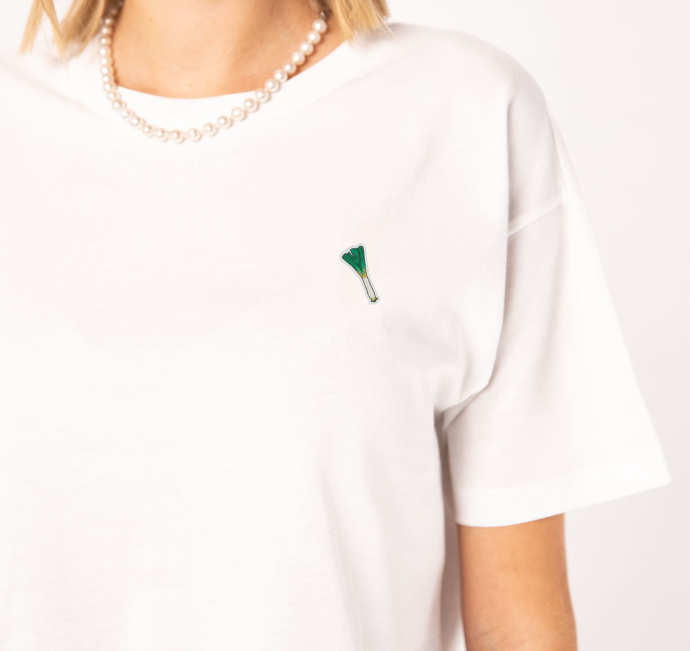 Lauch | Besticktes Bio Baumwoll Cropped T-Shirt