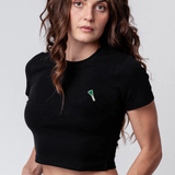 Lauch | Besticktes Bio Baumwoll Cropped T-Shirt