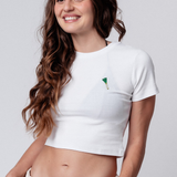 Lauch | Besticktes Bio Baumwoll Cropped T-Shirt