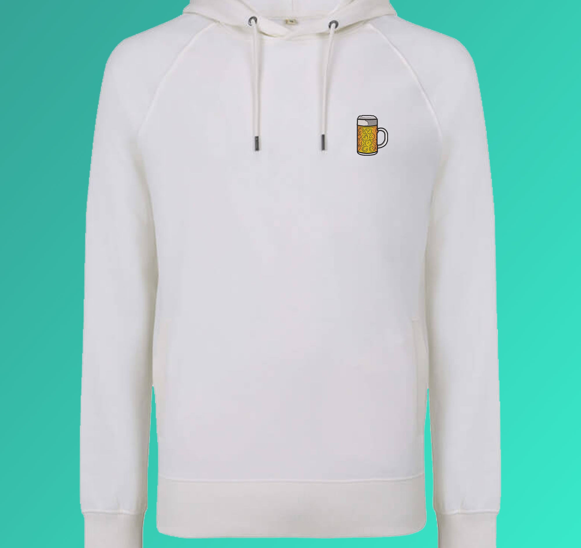 Jarra de Cerveza | Sudadera bordada con capucha de algodón orgánico para hombre