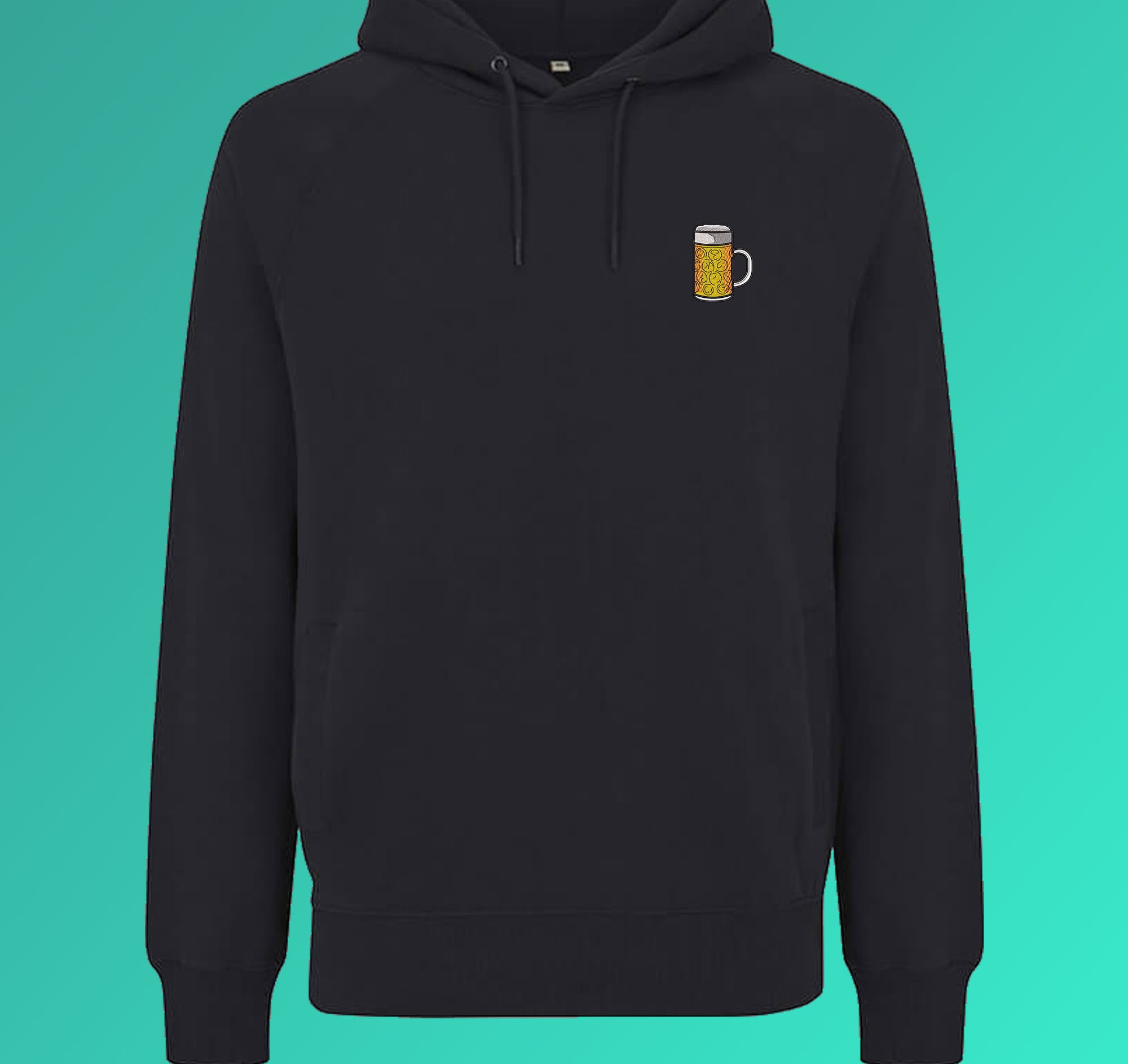 Jarra de Cerveza | Sudadera bordada con capucha de algodón orgánico para hombre